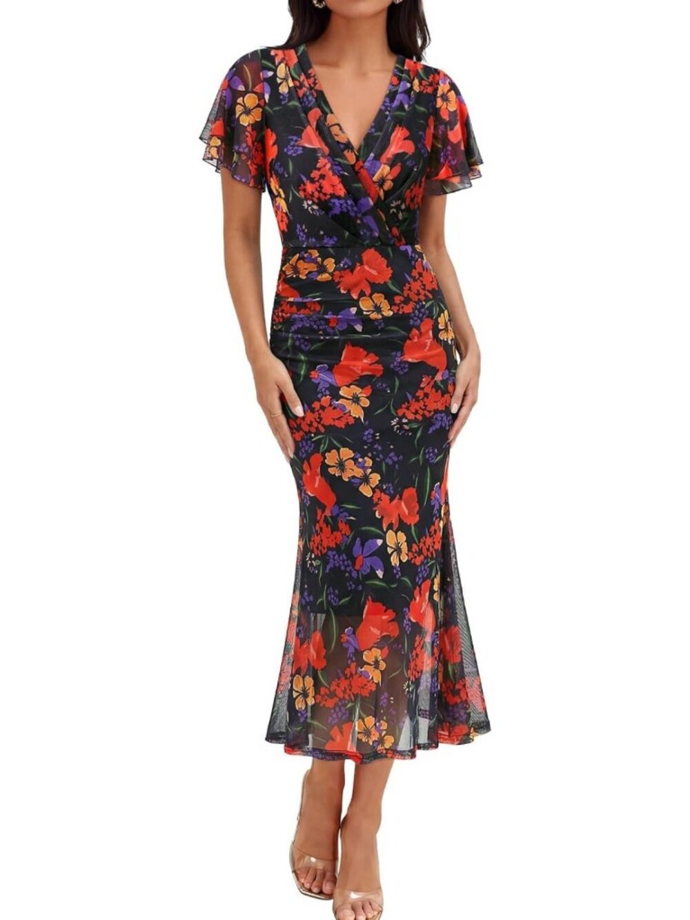 Floral Bodycon Maxi Dress - Elegant Summer Cocktail Dress for Weddings & Parties